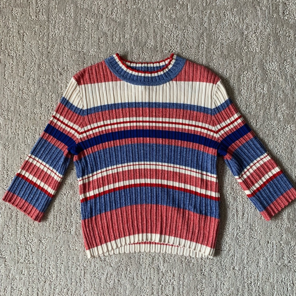 Mock Neck Striped Top